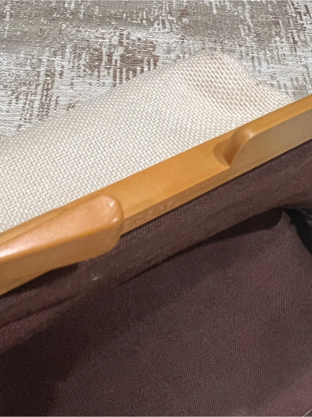 Canvas Clutch Bag with Tan Frame - Unbranded